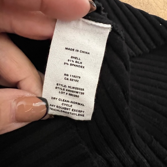 Helmut Lang Black Ribbed Fitted Asymmetrical Neck Dress Medium - Picture 8 of 9